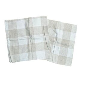 Plaid Pillow Shams Beige and White Set of 2